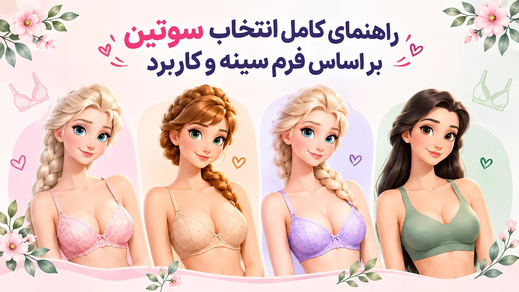 راهنمای کامل انتخاب سوتین بر اساس فرم سینه